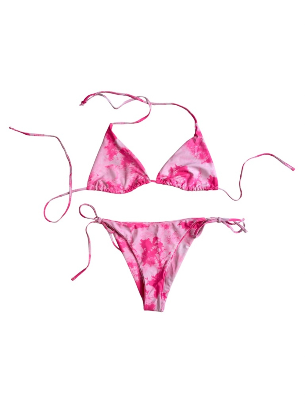 Pink Tie-Dye String Bikini Medium